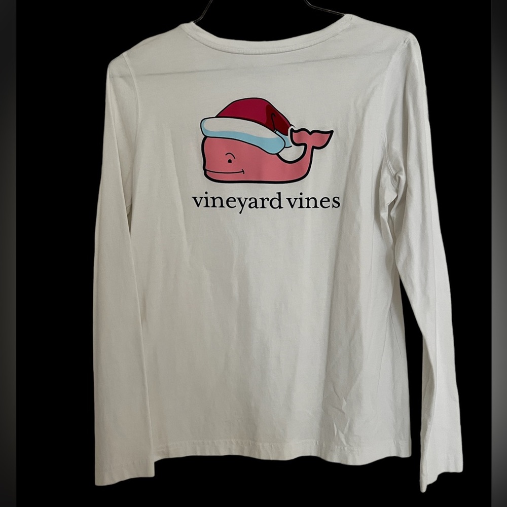 Vineyard Vines Long Sleeve Pocket T-Shirt with Santa Whale